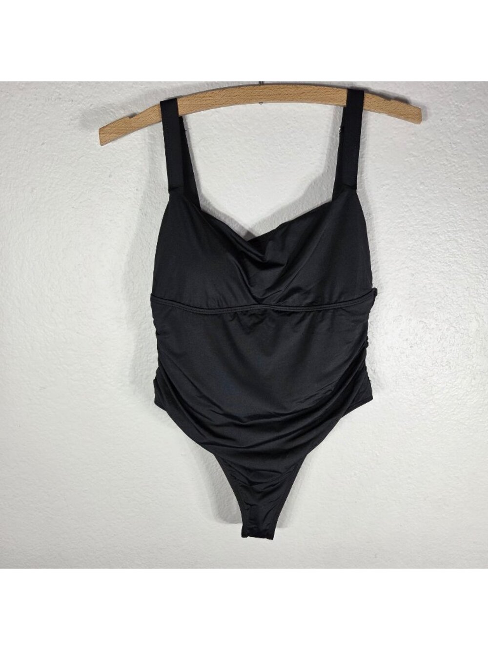 Unbranded Black Ruched Square Neck One Piece Swimsuit Womens Size XL